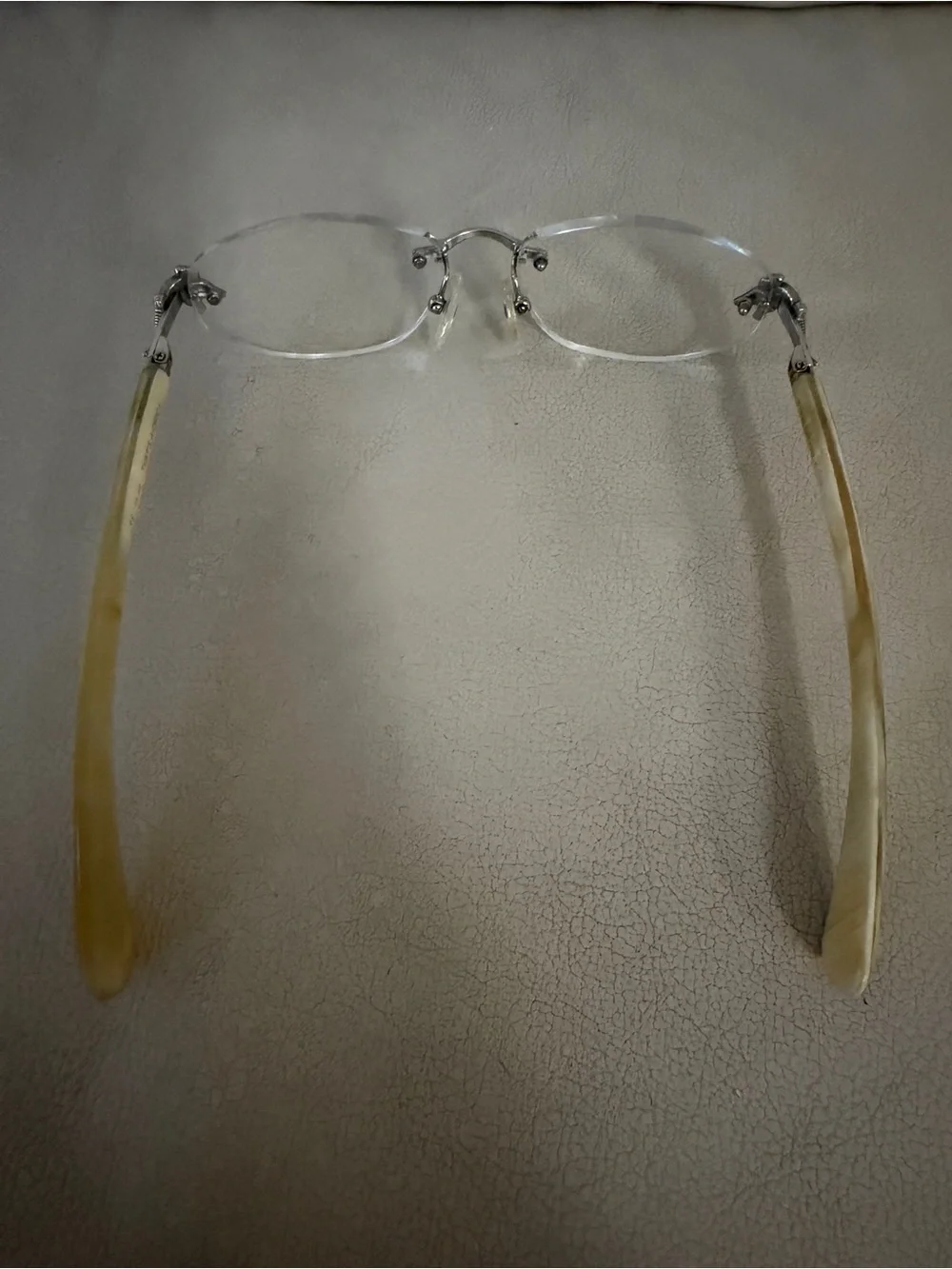 Kieselstein-Cord Thats A Croc Rimless Eyeglasses Silver Buffalo Horn Glasses